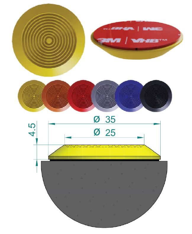 Self-adhesive polyurethane PU tactile stud